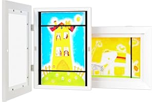 Feelhap 2Pcs Marcos de Arte para Niños, Marco de Fotos Para Arte Dibujos Niños, A4 Marco de Exhibición de Obras Dibujos Fotos Infantiles Con Profundidad Marco de Almacenamiento para Niños, Blanco