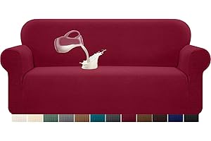 Granbest Copridivano elasticizzato, impermeabile, 1 pezzo, in spandex, jacquard, con gommapiuma antiscivolo (3 posti, rosso vinaccia)