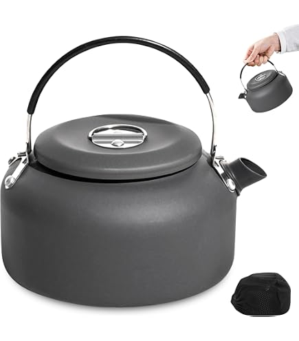 GOMETY Bouilloire de camping, 0,8 l, ultra légère, en aluminium, portable, avec poignée anti-brûlure, pour le camping, le pique-nique, la randonnée GOMETY Bouilloire de camping, 0,8 l, ultra légère, en aluminium, portable, avec poignée anti-brûlure, pour le camping, le pique-nique, la randonnée