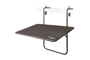 Aktive 61034 - Tavolo pieghevole da balcone sospeso multiposizione | Tavolo pieghevole da balcone 60x40cm | Tavolo sospeso da balcone in acciaio e legno
