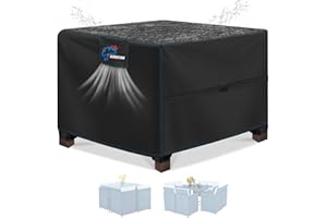 SIRUITON Housse pour Meubles de Jardin, 420D Oxford Tissu Housse Table de Jardin Protection pour Tous Les Temps, pour Ensembles de Table et de Canapé avec Corde et Boucle Verrouillage （ 120x120x74cm）