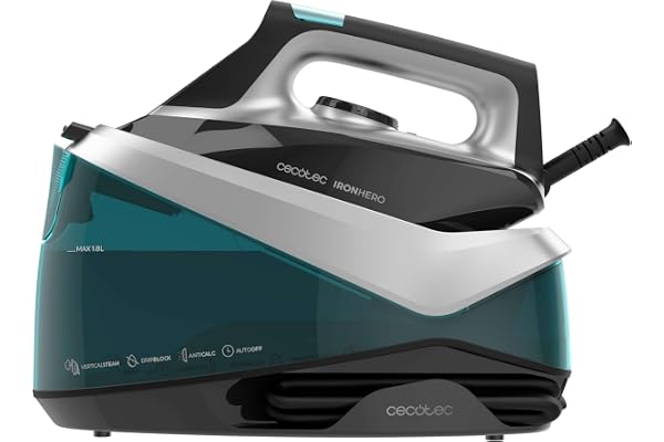 Cecotec Centre de Repassage Horizontal IronHero H-2800 Station 2800W, Vapeur 135g/min, Coup de Vapeur 360g/min, Semelle Céramique, Anticalcaire, Auto Off, Réglage de la Température, Sans Interruptions