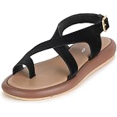 TRASE Women's Casual Flat Sandals with Cross Straps, Adjustable Ankle Closure, Comfortable Footbed, Stylish Open Toe Design f