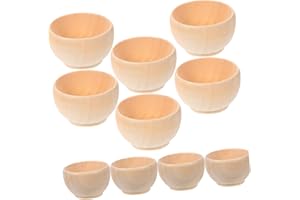 SAFIGLE Mini Wooden Bowls for Kids 10Pcs - Unfinished Beechwood Craft Bowls for DIY Painting Art and Crafts for Children Ideal for Montessori Learning and Home Decoration