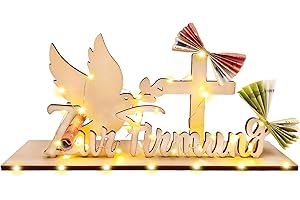 LUCKEEY Geldgeschenk Firmung mit LED Lichterkette, Firmung Geschenke Jungen Mädchen, Geschenke zur Firmung, Geldgeschenke Verpackung Firmung Geschenk aus Holz