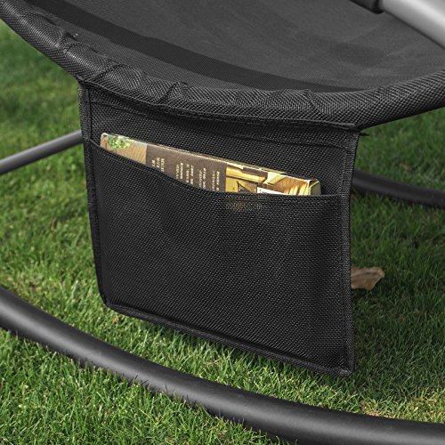 SoBuy® Swingliege, Schaukelliege, Sonnenliege, Liegestuhl ,Gartenliege, Gewebe in Schwarz,OGS28-SCH - 3