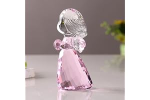 DOJOZ Kristall kleiner Engel Weihnachten Geburtstag Geschenke Cherub Figur Briefbeschwerer Dekor Ornamente Kunst Sammlerstück (Rosa)
