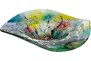 GILDE GLAS art Ciotola rotonda in vetro – dipinta a mano – con gocce colorate – Ø 46 cm