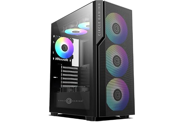 Circle Eliminator X5 Black TYPEC 2.0 Mid- Tower Computer Case Gaming Cabinet - Black Support ATX, M-ATX, ITX Pre- Installed 3 x 140mm Front and 1 x 120mm Rear ARGB Fans