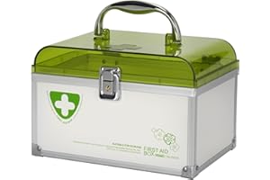 Glosen Medicine Box with Lock, Lockable Medication Box with Key, First Aid Box Medical Storage Lock Box 8.5 * 5.8 * 5.5 Inch (Green)