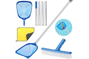 TUIBEIDAMAI Pool Kescher mit Teleskopstange 187cm Lang,Teichkescher Feinmaschig,Laubkescher Pool mit Poolbürste,Bodenkescher Pool,Pool Reinigungsset,für Schwimmbad, Spas,Teich,Whirlpools,Planschbecken