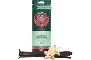PREMA VANILLA MADAGASCAR PREMA VANILLA 5+1 Laski Wanilii Bourbon Premium - Naturalna i Bio Laski Wanilii 14-18cm z Madagaskaru - Laska Wanilii Wysokiej Jakości Gourmet - Bogaty i Intensywny Aromat - Pakowane próżniowo