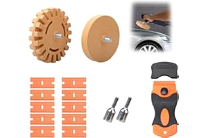 SAMAMOCA Lot de 2 gommes à Film avec Adaptateur, Lame de Retrait d'adhésif et 10 Lames en Plastique, pour enlever professionnellement Les résidus de Film et de Colle du véhicule