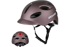 Exclusky Casco Bici Uomo Donna Casco da Bicicletta MTB Casco Monopattino Elettrico Adulti con Luce di LED Visiera Caschi Bici da Corsa per Urbano 54-62CM (M/L)