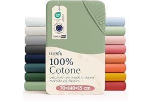 Laleni Lenzuola Culla Neonato - Lenzuola Lettino - Lenzuola Carrozzina Neonato - Coprimaterasso Culla con Angoli Elastici - Coprimaterasso Lettino 100% Cotone 135gsm - Verde - 60x120-70x140cm