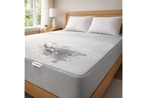 MY ARMOR Waterproof Mattress Protector King Size, 78x72, 6.5x6 feet, Double Bed Protector Sheet Cover, Breathable and Hypoallergenic Ultra Soft Fitted Terry Cotton Feel Fabric, Elastic Skirting, Grey