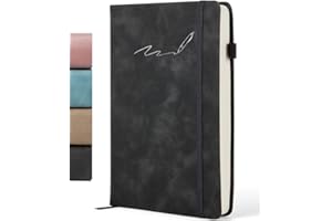 Soul Projekt Libreta A5 Negra Tapa Dura, 360 Páginas, Bullet Journal, Agenda, Libreta Pequeña Universidad, Cuaderno A5, Cierre Elástico y Hueco Para Bolígrafo