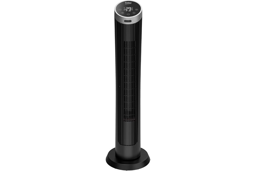 Beko EFW6900B Digital Tower Fan, 45W, 4 Speed, LED Display, Oscillation 70°, Timer 24h, Black