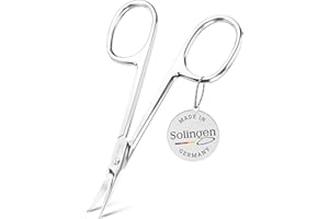 TITANIA Forbicine per Cuticole Solingen con Punta Extra-Sottile e Curva (9,5 cm) • Forbici Cuticole Solingen • Forbici Professionali in Acciaio al Carbonio • Made in Germany