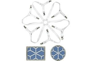 EULAPGOE Regulowany napinacz prześcieradła, uchwyt na prześcieradło, 3-drożne 6-stronne klipsy, napinacz do prześcieradła z 12 metalowymi klipsami, do prześcieradła, materaca lub sofy (kolor biały)