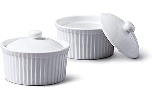 WM Bartleet & Sons 1750 Lot de 2 ramequins traditionnels en porcelaine Ø 7,5 cm avec couvercles - TSET35 - Blanc