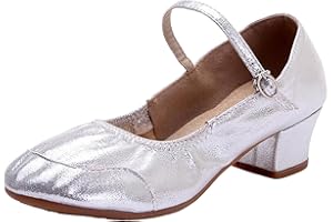 MOMOLAA Women's Mary Jane Dance Shoes Sandals Chunky Heel Pumps Round Closed Toe Mid Low Heels Office Work Shoes,CLEARANCE