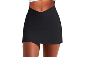 Coloquin Skorts for Women High Waisted Tennis Skirt Skort Skater Skirt Golf School Mini Short Skirt with Pocket Shorts
