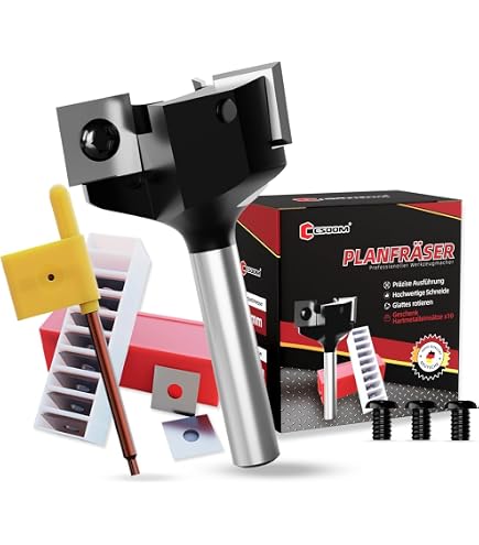 Fraise à Planer Pour Défonceuse Et CNC - Tige 6 Mm, Diamètre De Coupe 25.4 Mm, 4 Lames HM Réversibles - 11