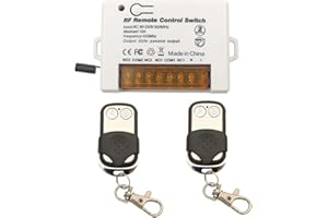 DieseRC 2-kanałowy przekaźnik radiowy, pilot zdalnego sterowania, 433 MHz, RF AC, 220 V, 240 V, 10 A, odbiornik z 2 nadajnikami, breloczek do kluczy, duży terminal, łatwe okablowanie