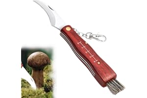 HONGECB Nóż Grzybowy ze Szczotką, Składany, 21 cm, Stal Nierdzewna, Funkcjonalny