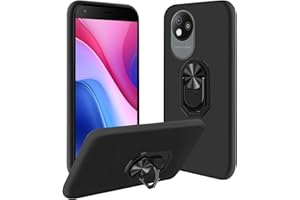 JDXHFF Hülle Kompatibel mit ZTE Blade A35 Lite (6.49") Schwarz und 360° Drehbarer Ständer Schutzhülle Weich Silikon Flexibel TPU Tasche Case
