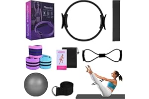 DIGSCAPE Better Kit de pilates pour femme, bandes de résistance pour entraînement des fessiers, ballon de yoga 25 cm, figure 8, bandes de résistance pour étirements