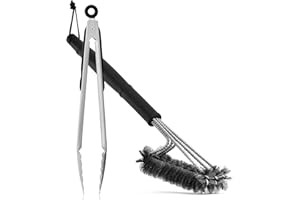 ‎NATUMO NATUMO Grillbesteck Set Edelstahl, Lange Grillzange (30cm) und Grillbürste (50cm) mit hitzebeständigem Silikongriff, Küchenzange mit klick-Verschluss, Grill-Zubehör rostfrei