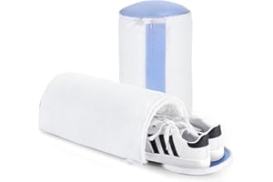 Teletrogy 2 Pezzi Sacchetti per Scarpe Lavanderia Sacchetto Scarpe con Cerniera Nascosta, Pulizia a 360° Tutto Campo, Riutilizzabile e Anti-Deformazione per Sacchetto Scarpe Lavatrice, Bianco
