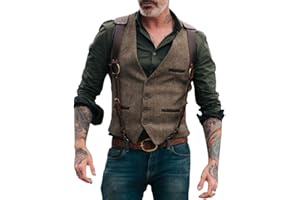 LucaSng Gilet Uomo, Gilet Senza Maniche Uomo Gilet V-Collo Inverno Classico, Panciotto Gilet Uomo Slim Fit Tweed Smanicato Matrimonio Smoking Waistcoat Casual retrò