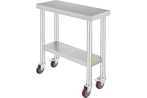 ‎MOPHORN Mophorn Arbeitstisch 30"x12"x34" Edelstahl Catering Arbeitstisch etwas 100 kg für Belastbarkeit Lebensmittel Zubereitungstisch Gewerbliche Arbeitstisch für Küche Bar Restaurantar 4 verstellbare Füße