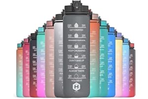 HOMEEX 1 Litre Motivational Fitness Sport Water Bottles with Straw & Time Maker, BPA-free Plastic Drink Bottle 1l Design for Girls, Boy Running,cycling (Spout 1000ml Black)