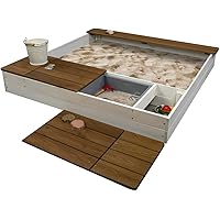 Meppi Sandkasten Laboe Weiss / braun - Sandkiste aus Holz - Sandbox