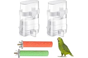 Pizsieat 2 Pezzi Dispenser per Pappagalli Dispenser Acqua Cibo per Uccelli Feeder Automatico per Uccelli Distributore Acqua Uccelli Uccelli Alimentatore Automatico con 2 Posatoio per Pappagalli