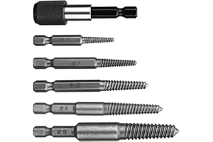 Extracteur de Vis, PARFCO 6 Pièces Tourne à Gauche Extracteur, Douille Extracteur de Boulons, Extracteur de Vis Cassée, Peut Etre Monté sur une Perceuse, Adapté pour Retirer les Vis Endommagées