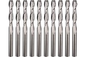 CBRIGHT 10pcs Flat Nose End Mills Spiral Milling CNC Cutter Bits, 1/8" 3.175mm Shank,3mm Cutting Edge Tool Engraving Including End Mill,CNC Router Bits (10PCS Flat Head)