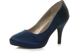 AJVANI Womens Ladies mid high Heel Platform Party Work Evening Party Prom Wedding Bridal Court Shoes Pumps Size.