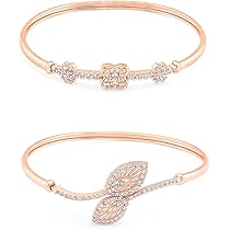 ZAVERI PEARLS Set of 2 Rose Gold Cubic Zirconia Contemporary Brass