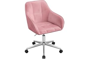 ‎WOLTU WOLTU Homeoffice Stuhl, Schreibtischstuhl, Drehstuhl, Schminkstuhl, höhenverstellbar, bis 150 kg belastbar, mit Armlehnen Samtsitz, für Schlafzimmer Büro Wohnzimmer, Rosa+Silber BS145rsw