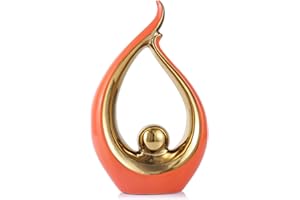 QIANLING Decorazione per la casa Statua moderna astratta in ceramica arancione oro - Decorazioni da tavola per soggiorno, ufficio, tavolino da caffè - Centrotavola per sala da pranzo, supporto TV Decorazioni