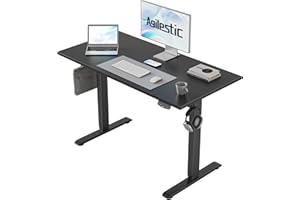 Agilestic Biurko z regulacją wysokości 100 x 60 cm, stabilne biurko z elektryczną regulacją wysokości i ręcznym sterowaniem z pamięcią, ergonomiczne biurko do pracy na stojąco lub siedząco, czarny