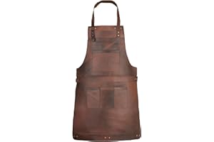 LEATHERSHIRE Full Grain Leather Apron Butcher, Cook, BBQ, Cooking, Wood work, Cheff, BBq Grill Gift Apron