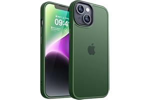 CANSHN Funda Mate para iPhone 14, Funda para iPhone 13 [Protección Militar] Funda Protectora Tacto Aterciopelado Mate Antirrayas Carcasa para iPhone 14/13 (Verde Oscuro)