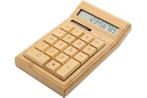 AUKSON Q87C Solar Taschenrechner Bambus Solarbetriebener elektronische Taschenrechner 12 stellige LCD Anzeige Bürorechner Schulbedarf