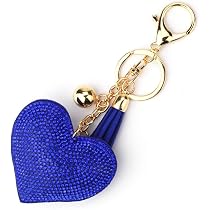 CHUQING Portachiavi Regalo a Forma di Cuore Glitter Portachiavi per Auto per Donna Cinturino ad Anello con Pendenti, Decorazione Chiave dell'Auto, Bianco